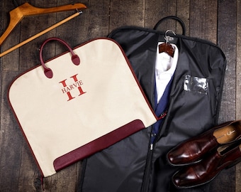 Custom Name Suit Bag,Oxford Cloth Suit Bag,Gift for Groomsmen,Monogrammed Suit Bag,Father of Groom,Leather Handle Garment Bag,Gift for Him