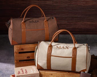 Bolsa de lona con nombre personalizado, bolsa de viaje bordada para hombre, bolsa de lona de regalo para padrinos de boda, regalo para padrinos de boda, mejor bolsa para hombre, bolsa de viaje para pasar la noche.
