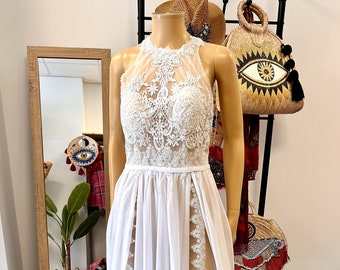 Boho-Kleid, Boho-Hochzeitskleid, Hochzeitskleid, Brautkleid, Boho-Hochzeitskleid, Hochzeits-Boho-Kleid, weißes Kleid, Brautkleid
