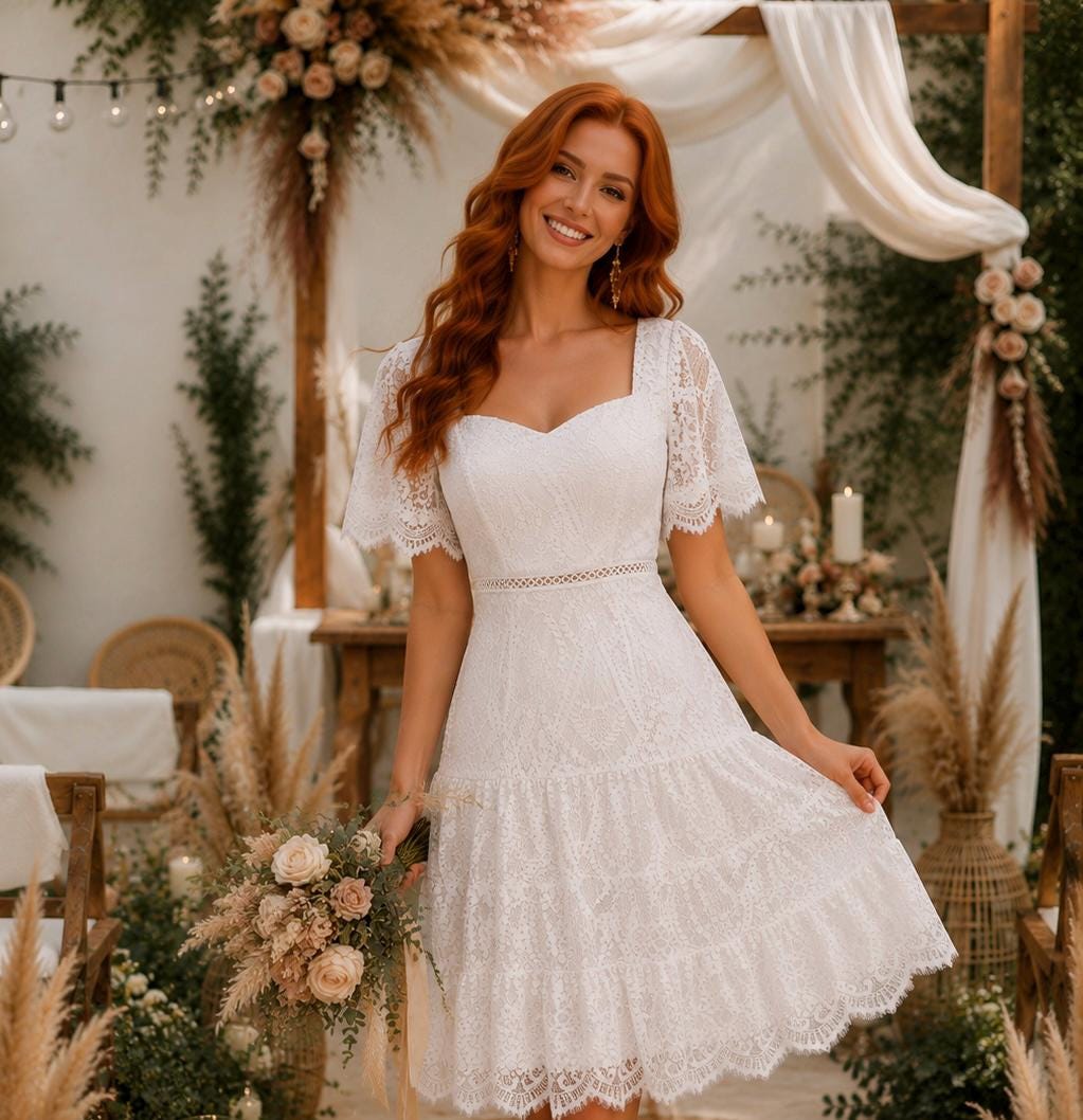 Short Lace Wedding Dress