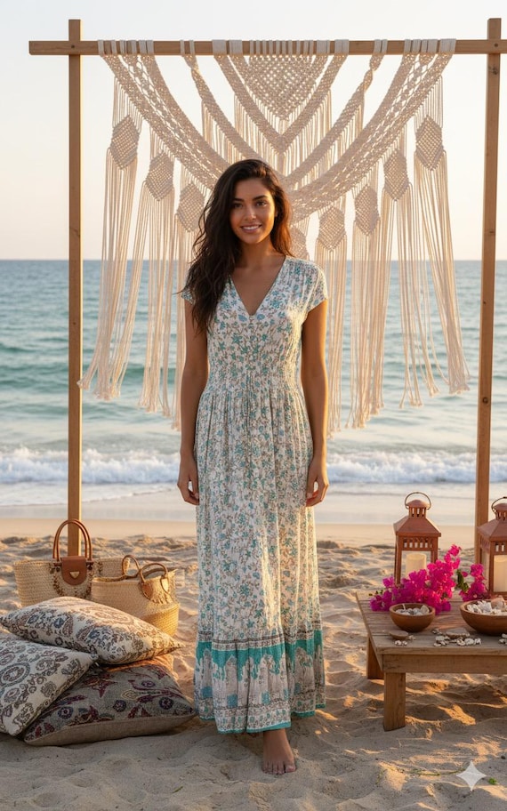white christmas dresses Bohemian White Long-Sleeved Cotton Maxi Dress with Suede Embroidered Vest Boho Suit, White / Xs main image 0