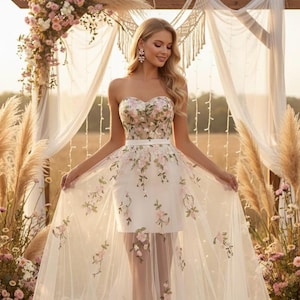 short wedding dress with detachable skirt Amelie Rocky Short Sleeve Short Wedding Dress with Detachable Skirt - Short  Wedding Dresses and Detachable Wedding Dress price