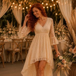 cream lace country dress Baltic Born Womens Clarisa Lace Midi Dress | Vintage Cream