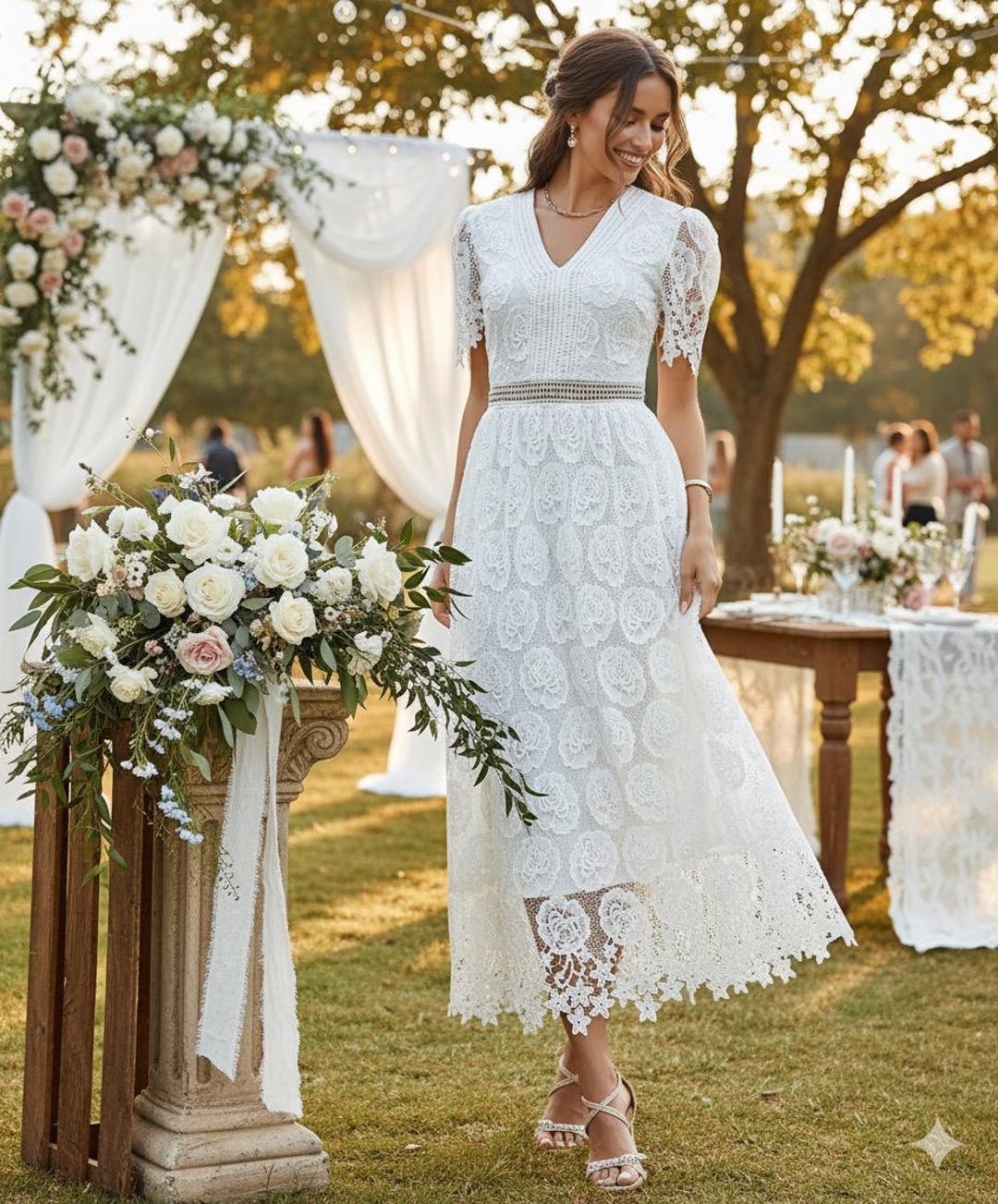 prom dress size chart Clarisse -M6403 Asymmetrical A-Line no-fs Crochet Summer Dress - Size:OS (One Size) Prom Dresses