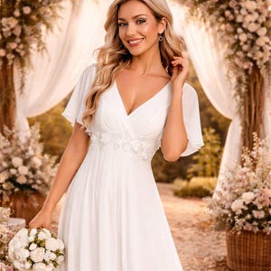 Chiffon Empire Waist Wedding Dress - Etsy