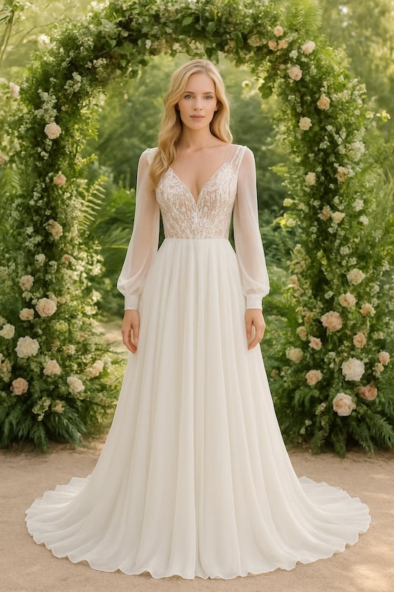 chinese dress ladies Cap Sleeve Lace Chiffon Slit Beach Wedding Dress main image 0