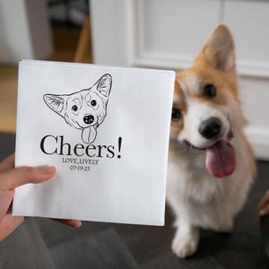 Custom napkins wedding,Wedding cocktail napkins,Custom illustrated Dog,Wedding Napkins,Custom Pet Wedding Napkins,Pet Cocktail Napkins