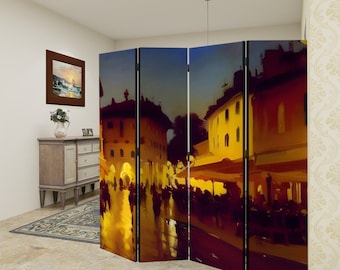 Oil Painted Canvas Room Divider - Customizable Privacy Screen for Modern Spaces - Unique Customizable Divider for Modern Living Spaces
