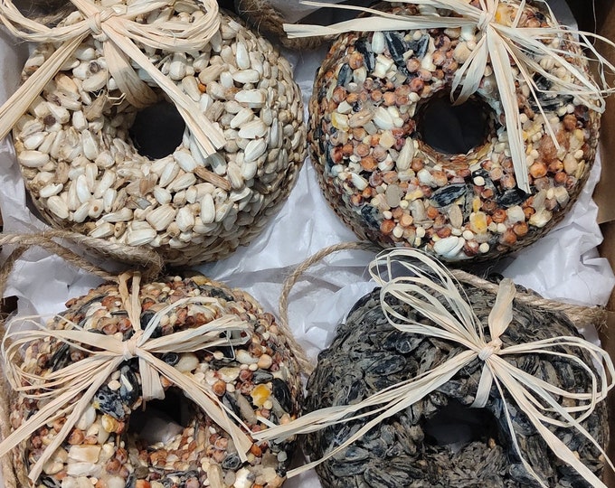 Birdseed Ornaments 3 Gourmet Flavors... Attracts many birds... Birthday, Holiday, Party, Shower Gift Handmade Christmas Gift