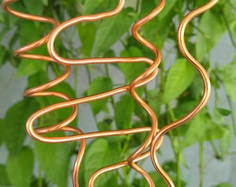 Copper Plant Stakes Set of 4 Handmade Decorative Plant Jewelry Trellis for climbing plants or decoration