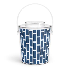 Blue Stripes  Ice Bucket with Tongs