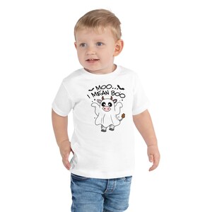 Moo...I Mean Boo Toddler Tee, Halloween T-Shirt for Kids, Funny Shirt for Halloween, Ghost Shirt, Fun Shirt for Kids Halloween Party