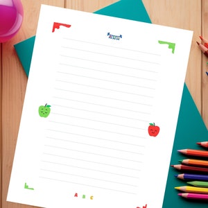 印刷可能な大きな罫線入り用紙。お子様、教室、学習に最適なデジタルノートシート。レターサイズは8.5 x 11インチ。すぐにダウンロードできます。