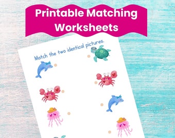 Match the Picture Worksheet, Picture Matching Activity for Kindergarten, Digital Download Page for Kids.