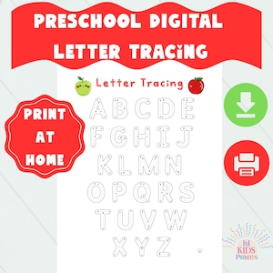 Página PDF imprimible. Conozca el alfabeto. Aprenda a trazar las letras del alfabeto de la A a la Z. Actividad educativa preescolar, trazado, plantilla.