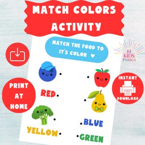 色についての幼稚園教育用ワークシート。 PDF アクティビティ。幼い子供、学習者が少ない。幼稚園、ホームスクール。
