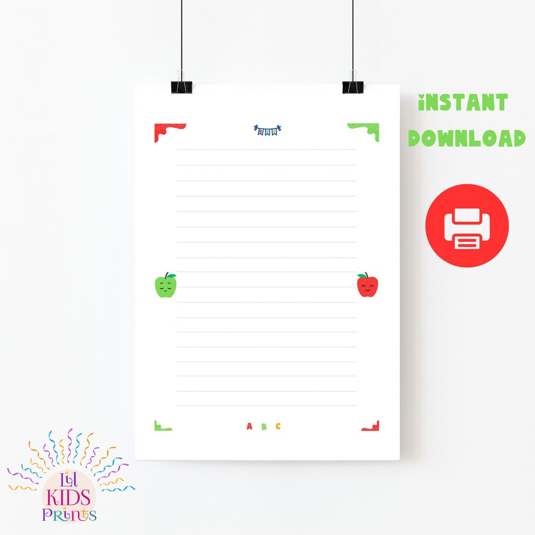 Printable Lined Paper. Digital Note Sheet. Children, Classrooms ...