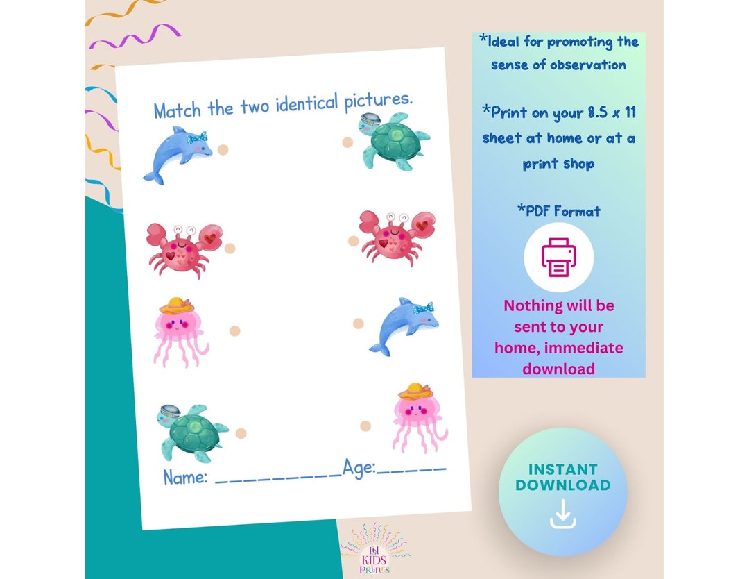 Match the Picture Preschool Worksheet. Matching Educational Activity ...