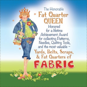 Fat Quarter Queen fabric art panel - 10.5&quot; x 10.5&quot;