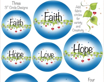 NEW - Circle Design Collection - Faith, Hope, Love - 3" and 4" Circles