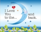 AP6.47. I Love You to the Moon Back 6 quot Square Fabric Art Panel