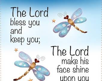 The Lord Bless You and Keep You.... 6" x 12" fabric art panel