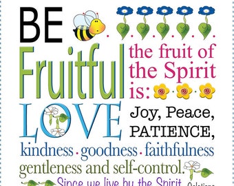 Be Fruitful - the fruit of the Spirit 6" square fabric art panel