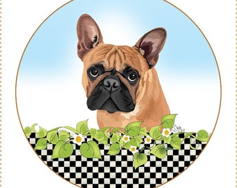 French Bulldog 5" Round Fabric Panel