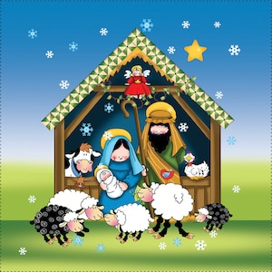 Nativity Scene - 6&quot; Fabric Art Panel-AP63