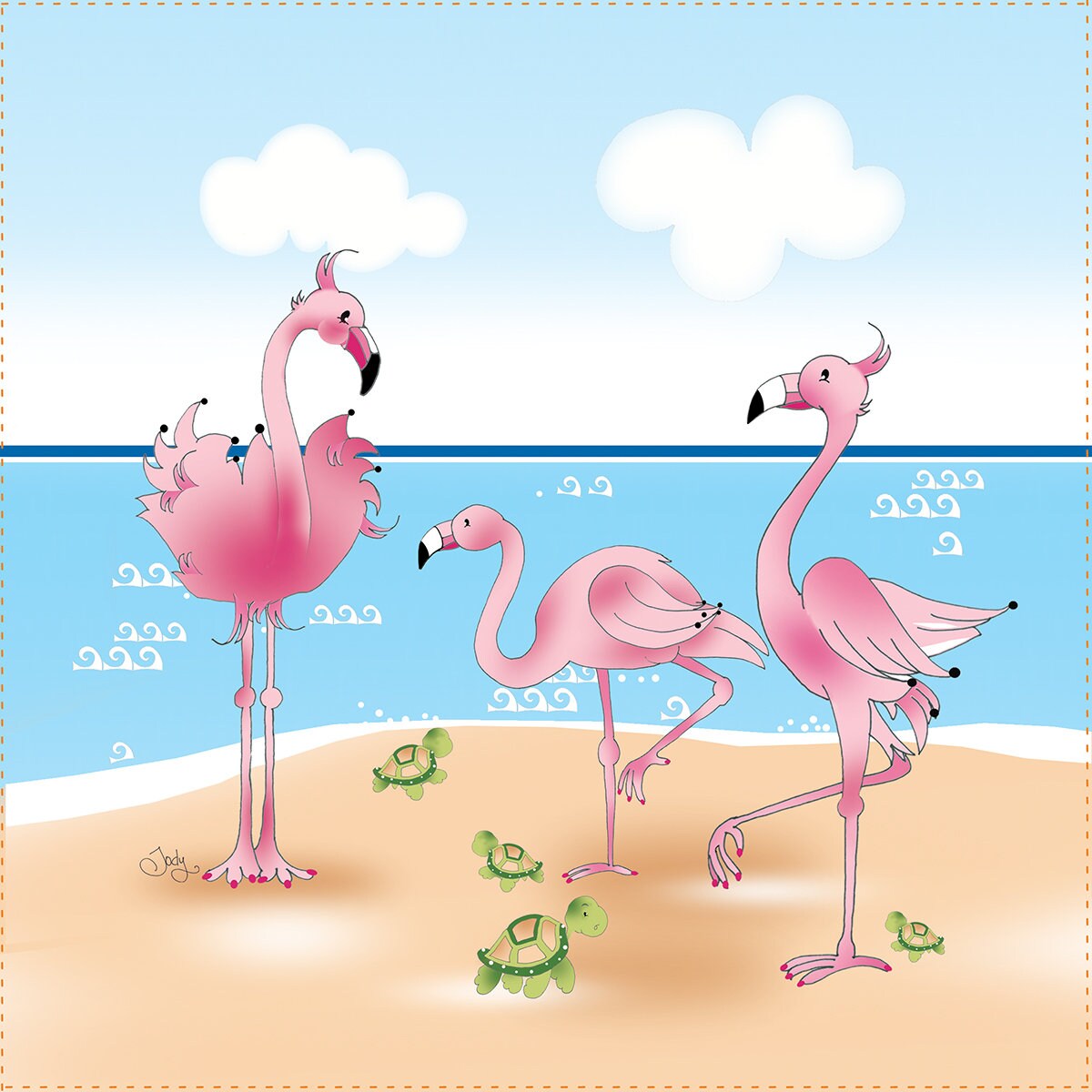 Фламинго арт мультяшный