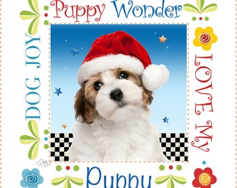 Puppy Wonder Christmas Fabric Art Panel and more