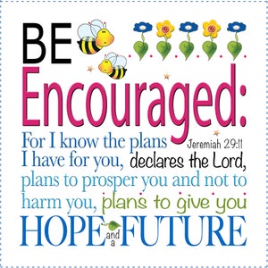 Be Encouraged - 6" square or 10.5" square Fabric Art Panel