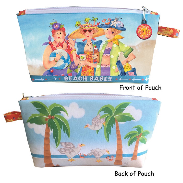 BEACH BABES Printed Pouch Zippered Fabric Panel Kit - PK5