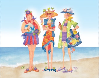 Fat Quarter Panel - Beach Babes - 21" x 18"