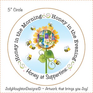 Honey In the Morning fabric art panel for the base of Fabric Rope Bowls #R.03