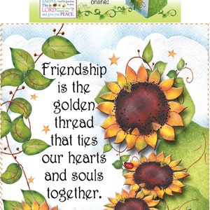 Friendship Sunflower Tissue Box Cover Panel & Pattern Panel Only