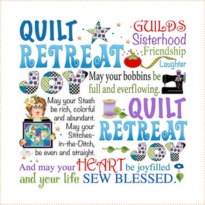 Quilt Retreat Fabric Panel plus Retreat Gifts image 1