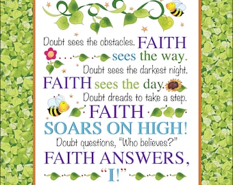 Faith vs Doubt Inspirational Art Panel for a Wall Hanging or Quilt Center