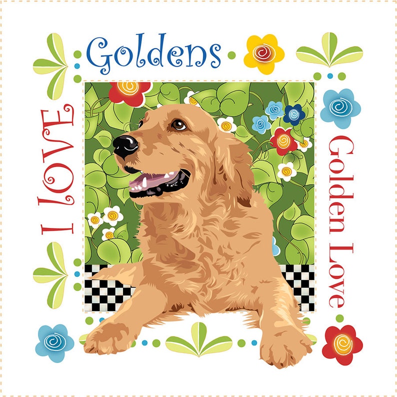 Golden Retriever 6 square Fabric Art Panel 6" fabric panel