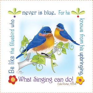 Bluebird 6&quot; Fabric Art Panel and More-AP135