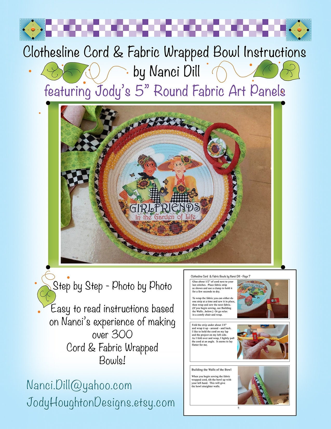 Clothesline Cord & Fabric Wrapped Bowl Instructions 