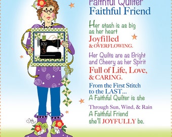 Faithful Quilter - 6" Fabric Art Panel -  AP6.13