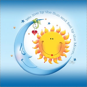 We live by the Sun and feel by the Moon - 6&quot; square fabric art panel-AP39
