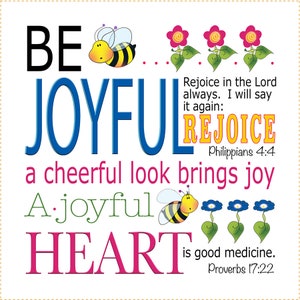 BE JOYFUL - 6" square Fabric Art Panel