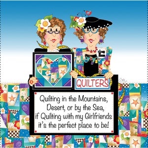 AP7.1  Traveling Quilters - 8&quot; square Fabric Art Panel
