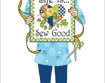 6" x 12" Fabric Art Panel - Life is Sew Good