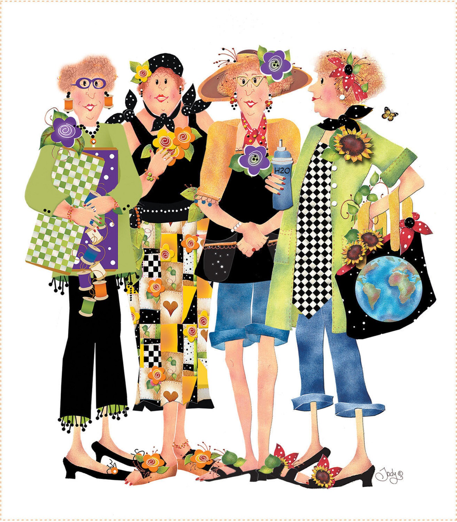 10x12 Fabric Art Panel Girlfriends or Sisters Etsy