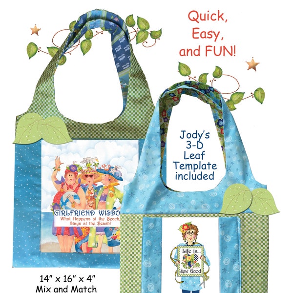Downloadable Shopping Bag Pattern for Jody's 6" x 12" and 10" x 12" Fabric Art Panels