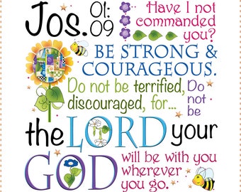 Be Strong and Courageous Bible Verse 6" sq. Fabric Panel