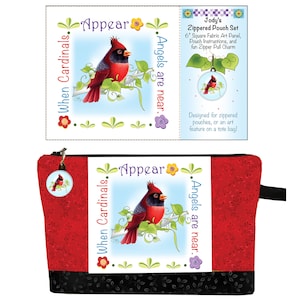 Red Cardinal - When Cardinals Appear, Angels are Near 6&quot; fabric art panel